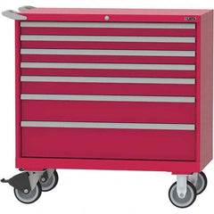 LISTA - 7 Drawer, 84 Compartment Bright Blue Steel Modular Storage Cabinet - USA Tool & Supply