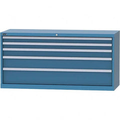 LISTA - 5 Drawer, 84 Compartment Bright Blue Steel Modular Storage Cabinet - USA Tool & Supply