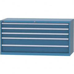 LISTA - 5 Drawer, 84 Compartment Bright Blue Steel Modular Storage Cabinet - USA Tool & Supply