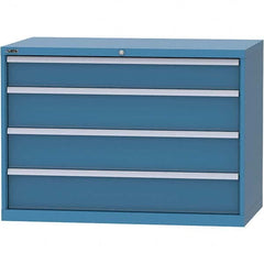 LISTA - 4 Drawer, 99 Compartment Bright Blue Steel Modular Storage Cabinet - USA Tool & Supply