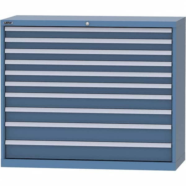 LISTA - 10 Drawer, 99 Compartment Bright Blue Steel Modular Storage Cabinet - USA Tool & Supply