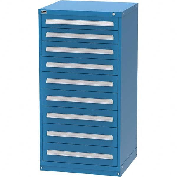 Vidmar - 9 Drawer, 344 Compartment Bright Blue Steel Modular Storage Cabinet - USA Tool & Supply