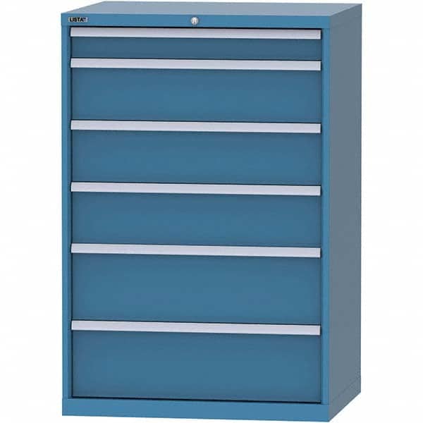 LISTA - 6 Drawer, 84 Compartment Bright Blue Steel Modular Storage Cabinet - USA Tool & Supply