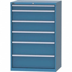 LISTA - 6 Drawer, 84 Compartment Bright Blue Steel Modular Storage Cabinet - USA Tool & Supply