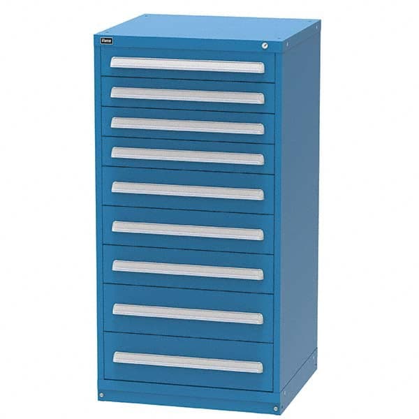 Vidmar - 9 Drawer, 344 Compartment Bright Blue Steel Modular Storage Cabinet - USA Tool & Supply