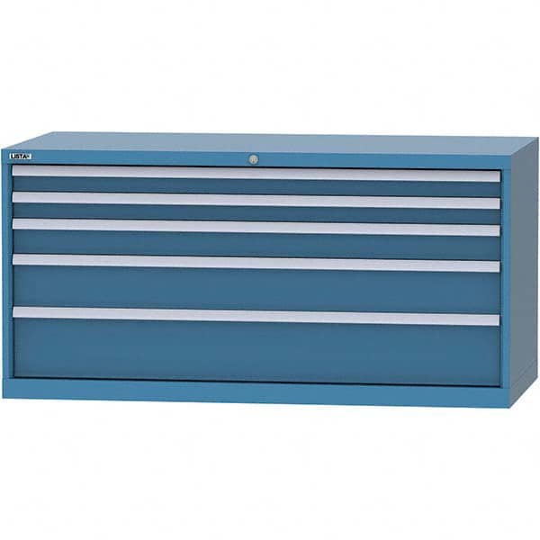 LISTA - 5 Drawer, 84 Compartment Bright Blue Steel Modular Storage Cabinet - USA Tool & Supply