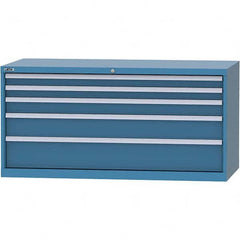 LISTA - 5 Drawer, 84 Compartment Bright Blue Steel Modular Storage Cabinet - USA Tool & Supply