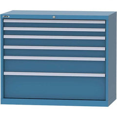 LISTA - 6 Drawer, 84 Compartment Bright Blue Steel Modular Storage Cabinet - USA Tool & Supply