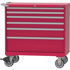 LISTA - 6 Drawer, 84 Compartment Red Steel Modular Storage Cabinet - USA Tool & Supply