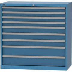 LISTA - 9 Drawer, 84 Compartment Bright Blue Steel Modular Storage Cabinet - USA Tool & Supply
