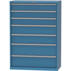 LISTA - 7 Drawer, 84 Compartment Bright Blue Steel Modular Storage Cabinet - USA Tool & Supply