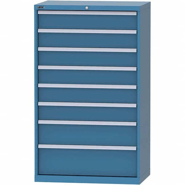 LISTA - 8 Drawer, 84 Compartment Bright Blue Steel Modular Storage Cabinet - USA Tool & Supply