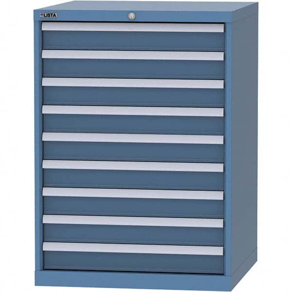 LISTA - 9 Drawer, 45 Compartment Bright Blue Steel Modular Storage Cabinet - USA Tool & Supply
