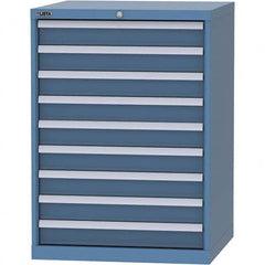 LISTA - 9 Drawer, 45 Compartment Bright Blue Steel Modular Storage Cabinet - USA Tool & Supply