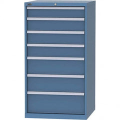 LISTA - 7 Drawer, 45 Compartment Bright Blue Steel Modular Storage Cabinet - USA Tool & Supply