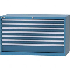 LISTA - 7 Drawer, 99 Compartment Bright Blue Steel Modular Storage Cabinet - USA Tool & Supply