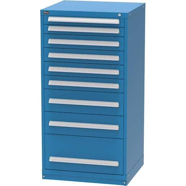 Vidmar - 9 Drawer Bright Blue Steel Modular Storage Cabinet - USA Tool & Supply