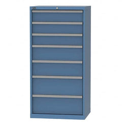 LISTA - 7 Drawer, 124 Compartment Bright Blue Steel Modular Storage Cabinet - USA Tool & Supply
