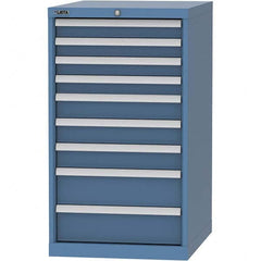 LISTA - 9 Drawer, 99 Compartment Bright Blue Steel Modular Storage Cabinet - USA Tool & Supply