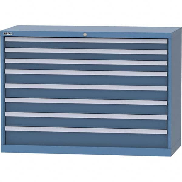 LISTA - 8 Drawer, 99 Compartment Bright Blue Steel Modular Storage Cabinet - USA Tool & Supply