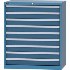 LISTA - 9 Drawer, 84 Compartment Bright Blue Steel Modular Storage Cabinet - USA Tool & Supply