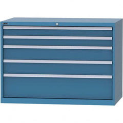 LISTA - 5 Drawer, 99 Compartment Bright Blue Steel Modular Storage Cabinet - USA Tool & Supply