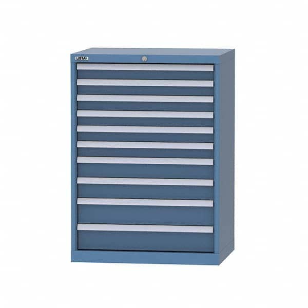 LISTA - 9 Drawer, 124 Compartment Bright Blue Steel Modular Storage Cabinet - USA Tool & Supply