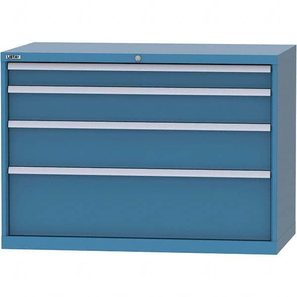 LISTA - 4 Drawer, 99 Compartment Bright Blue Steel Modular Storage Cabinet - USA Tool & Supply
