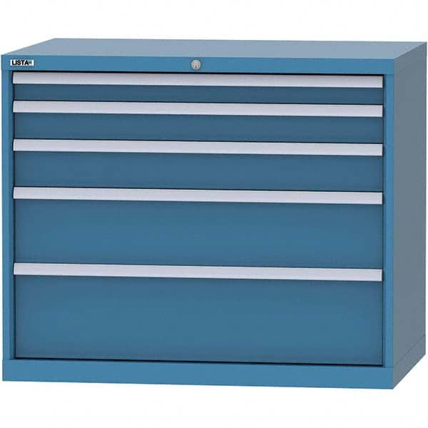 LISTA - 5 Drawer, 99 Compartment Bright Blue Steel Modular Storage Cabinet - USA Tool & Supply