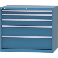 LISTA - 5 Drawer, 99 Compartment Bright Blue Steel Modular Storage Cabinet - USA Tool & Supply