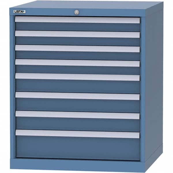 LISTA - 8 Drawer, 45 Compartment Bright Blue Steel Modular Storage Cabinet - USA Tool & Supply