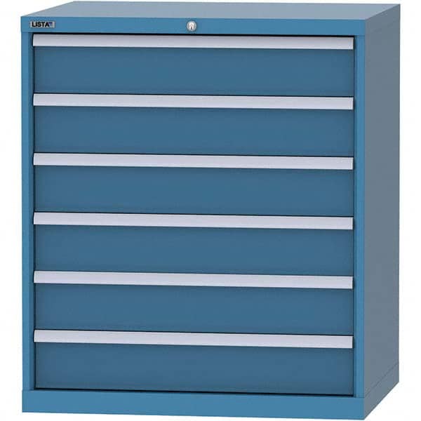 LISTA - 6 Drawer, 84 Compartment Bright Blue Steel Modular Storage Cabinet - USA Tool & Supply