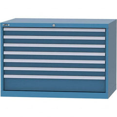 LISTA - 7 Drawer, 84 Compartment Bright Blue Steel Modular Storage Cabinet - USA Tool & Supply