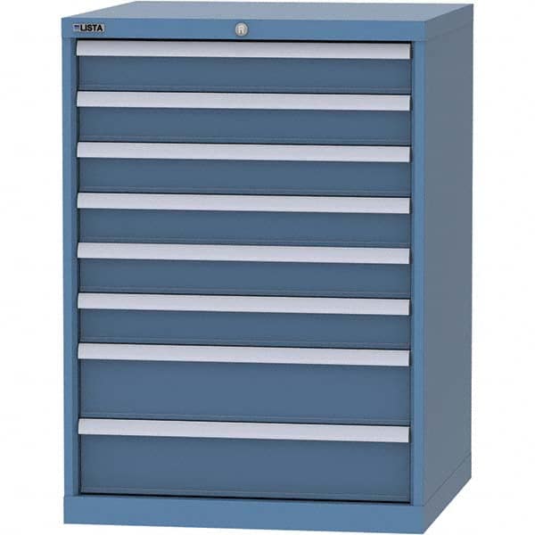 LISTA - 8 Drawer, 45 Compartment Bright Blue Steel Modular Storage Cabinet - USA Tool & Supply
