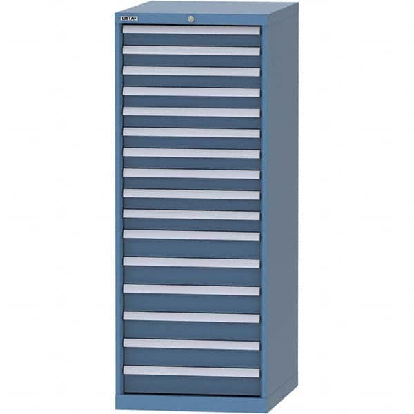 LISTA - 16 Drawer, 99 Compartment Bright Blue Steel Modular Storage Cabinet - USA Tool & Supply