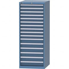LISTA - 16 Drawer, 99 Compartment Bright Blue Steel Modular Storage Cabinet - USA Tool & Supply