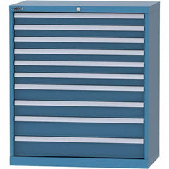 LISTA - 10 Drawer, 84 Compartment Bright Blue Steel Modular Storage Cabinet - USA Tool & Supply