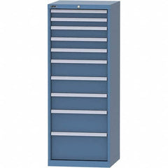 LISTA - 10 Drawer, 84 Compartment Bright Blue Steel Modular Storage Cabinet - USA Tool & Supply