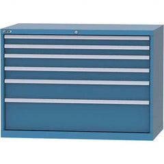 LISTA - 6 Drawer, 99 Compartment Bright Blue Steel Modular Storage Cabinet - USA Tool & Supply
