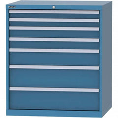 LISTA - 7 Drawer, 84 Compartment Bright Blue Steel Modular Storage Cabinet - USA Tool & Supply