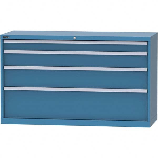 LISTA - 4 Drawer, 84 Compartment Bright Blue Steel Modular Storage Cabinet - USA Tool & Supply