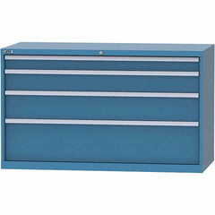 LISTA - 4 Drawer, 84 Compartment Bright Blue Steel Modular Storage Cabinet - USA Tool & Supply