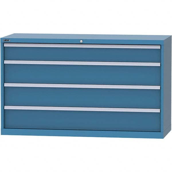 LISTA - 4 Drawer, 84 Compartment Bright Blue Steel Modular Storage Cabinet - USA Tool & Supply