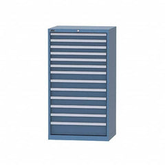 LISTA - 10 Drawer, 124 Compartment Bright Blue Steel Modular Storage Cabinet - USA Tool & Supply