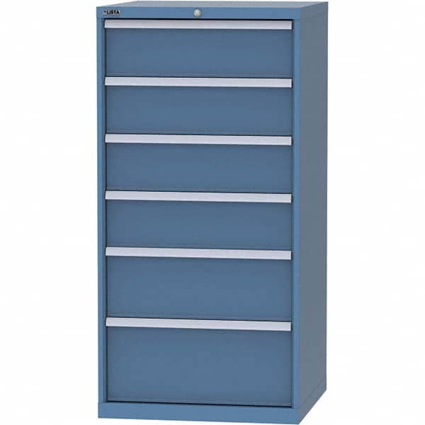 LISTA - 6 Drawer, 45 Compartment Bright Blue Steel Modular Storage Cabinet - USA Tool & Supply
