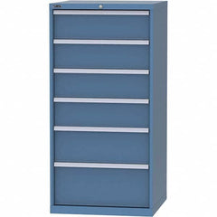 LISTA - 6 Drawer, 45 Compartment Bright Blue Steel Modular Storage Cabinet - USA Tool & Supply