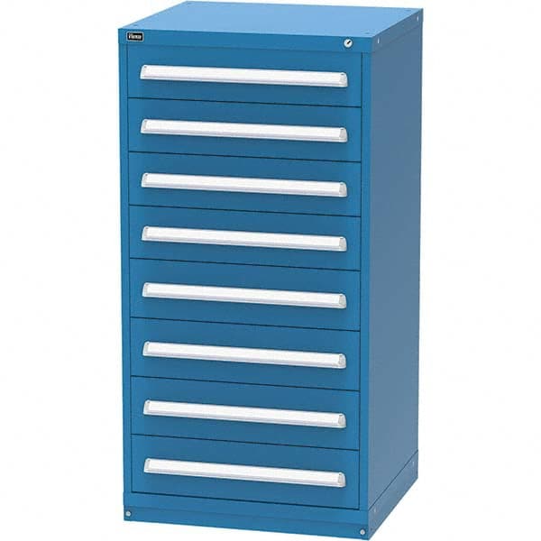 Vidmar - 8 Drawer, 124 Compartment Bright Blue Steel Modular Storage Cabinet - USA Tool & Supply