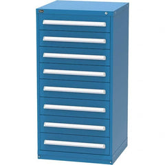 Vidmar - 8 Drawer, 124 Compartment Bright Blue Steel Modular Storage Cabinet - USA Tool & Supply