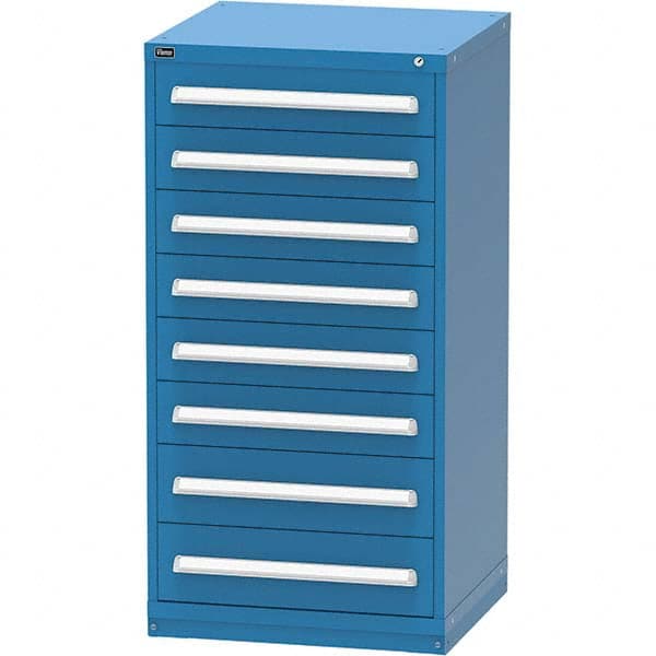 Vidmar - 8 Drawer, 124 Compartment Bright Blue Steel Modular Storage Cabinet - USA Tool & Supply