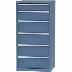 LISTA - 6 Drawer, 45 Compartment Bright Blue Steel Modular Storage Cabinet - USA Tool & Supply